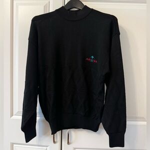 Balenciaga, 90’s Vintage Black Crewneck Sweater with Small Multicolor BB Logo